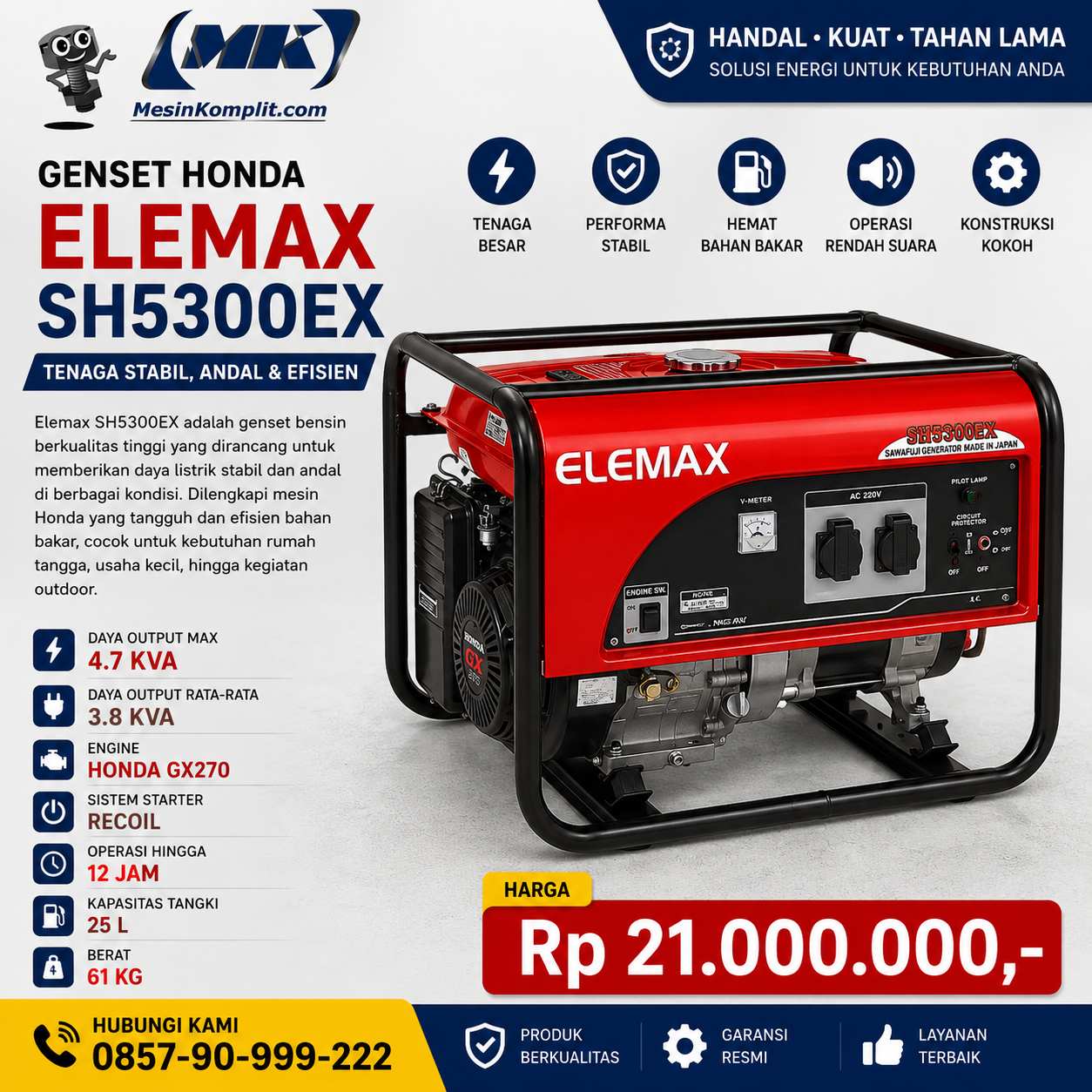 Genset Honda Elemax 4kva ...